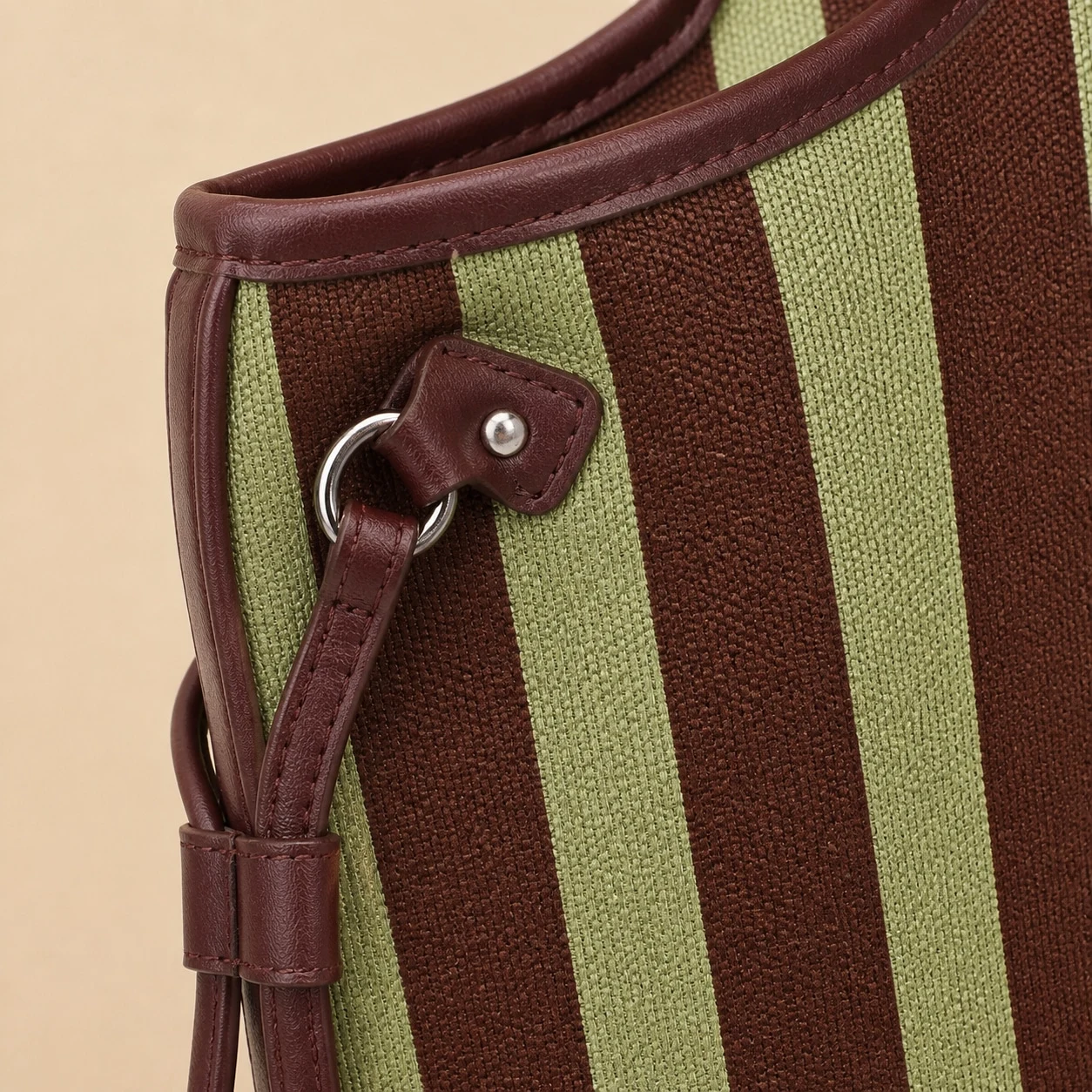 Striped woven texture and side hardware detail