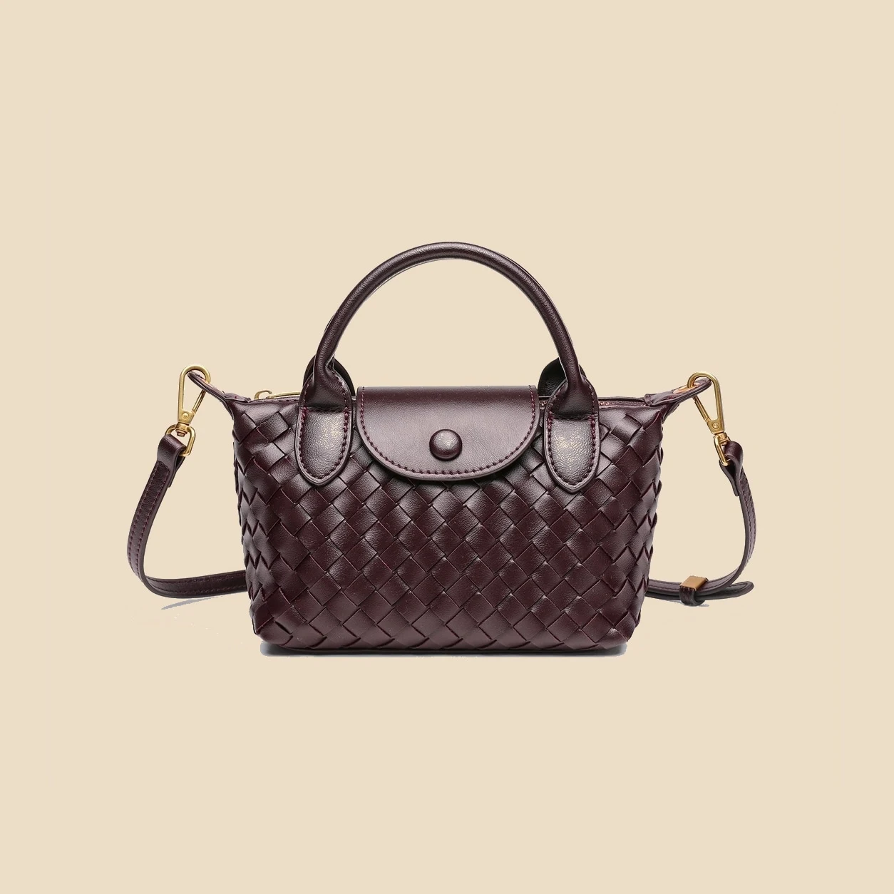 Coffee woven satchel bag color option
